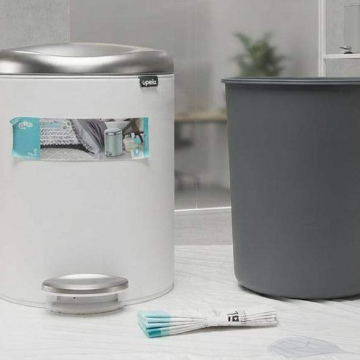 MU035	Mueble Basurero Inoxidable 09 Litro con Petal Redondo (Bermu-Blanco)