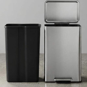 MU033	Mueble Basurero Inoxidable 45 Litro con Petal Houser-Wide (Negro y Plata)