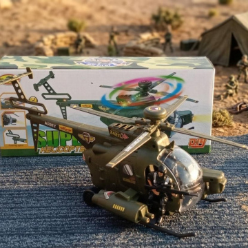 JU137	Juguete SET DE ELICOPTERO MILITAR MUSICAL CON SOLDADOS -RECARGABLE