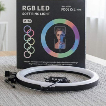 EL011	Electrónico Luz Youtuber Circular Frontal RGB de 14” con soporte